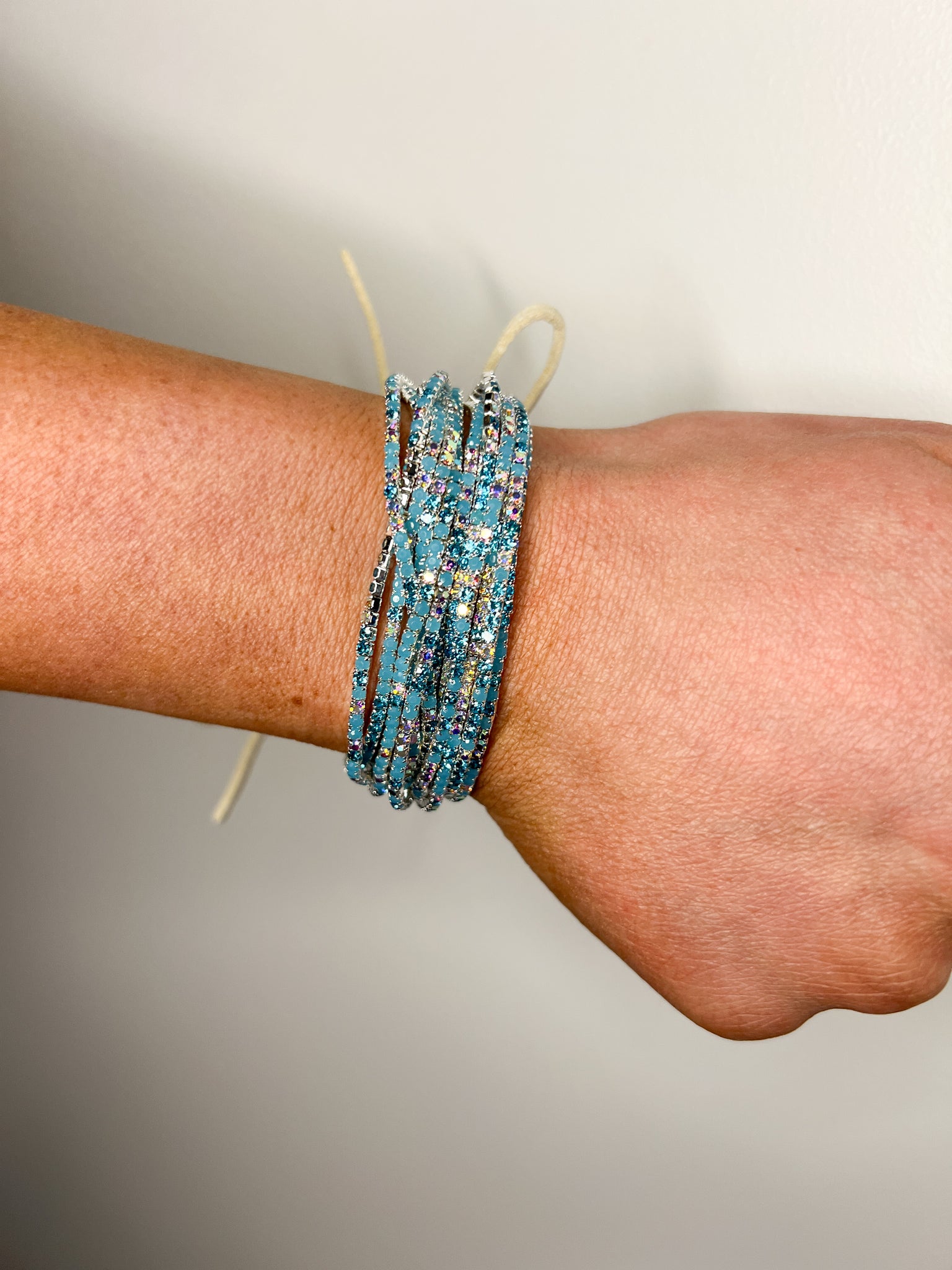 Crystal Stacked Bracelet // Aqua