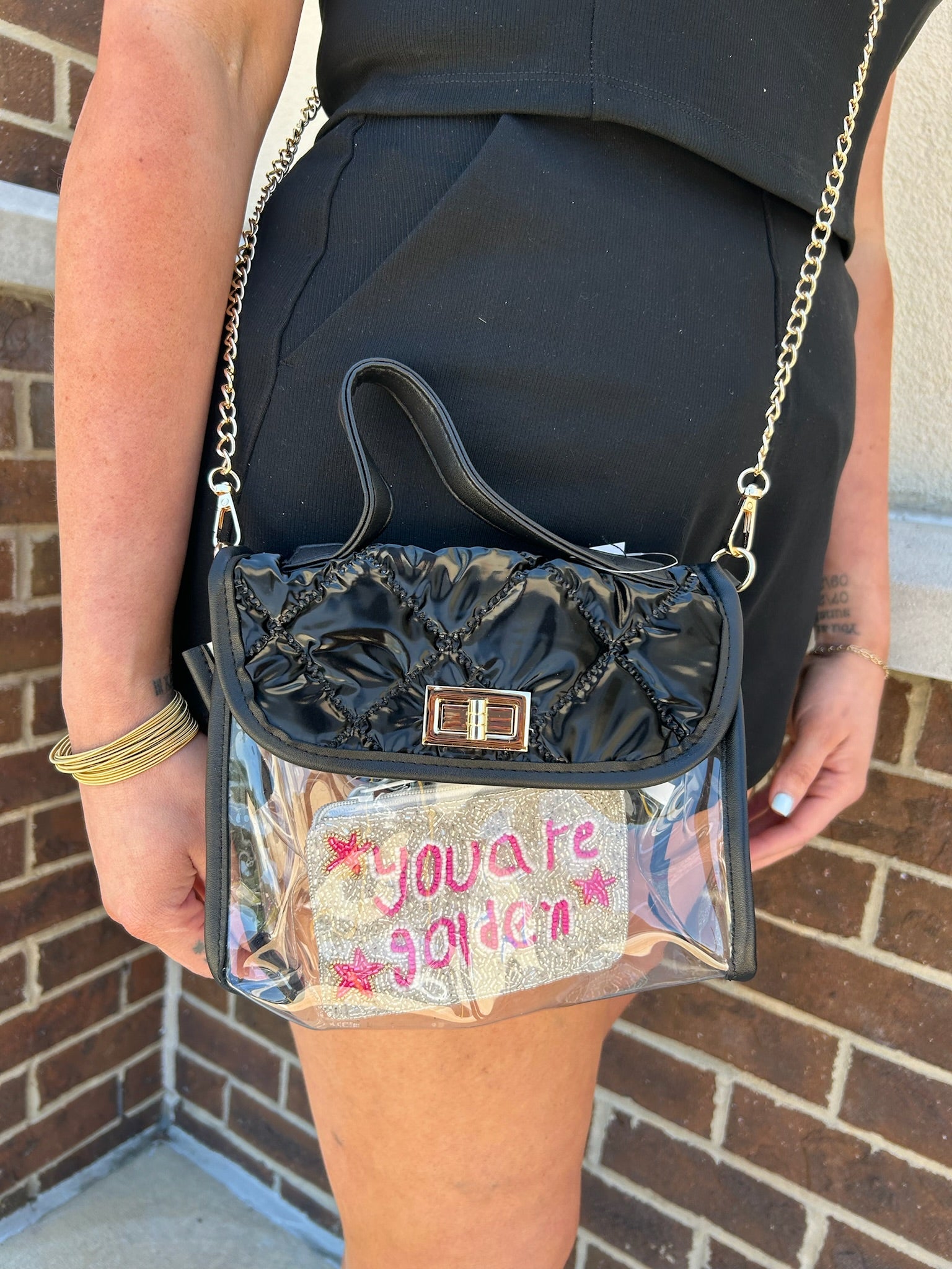 Clear Puff Purse// Black