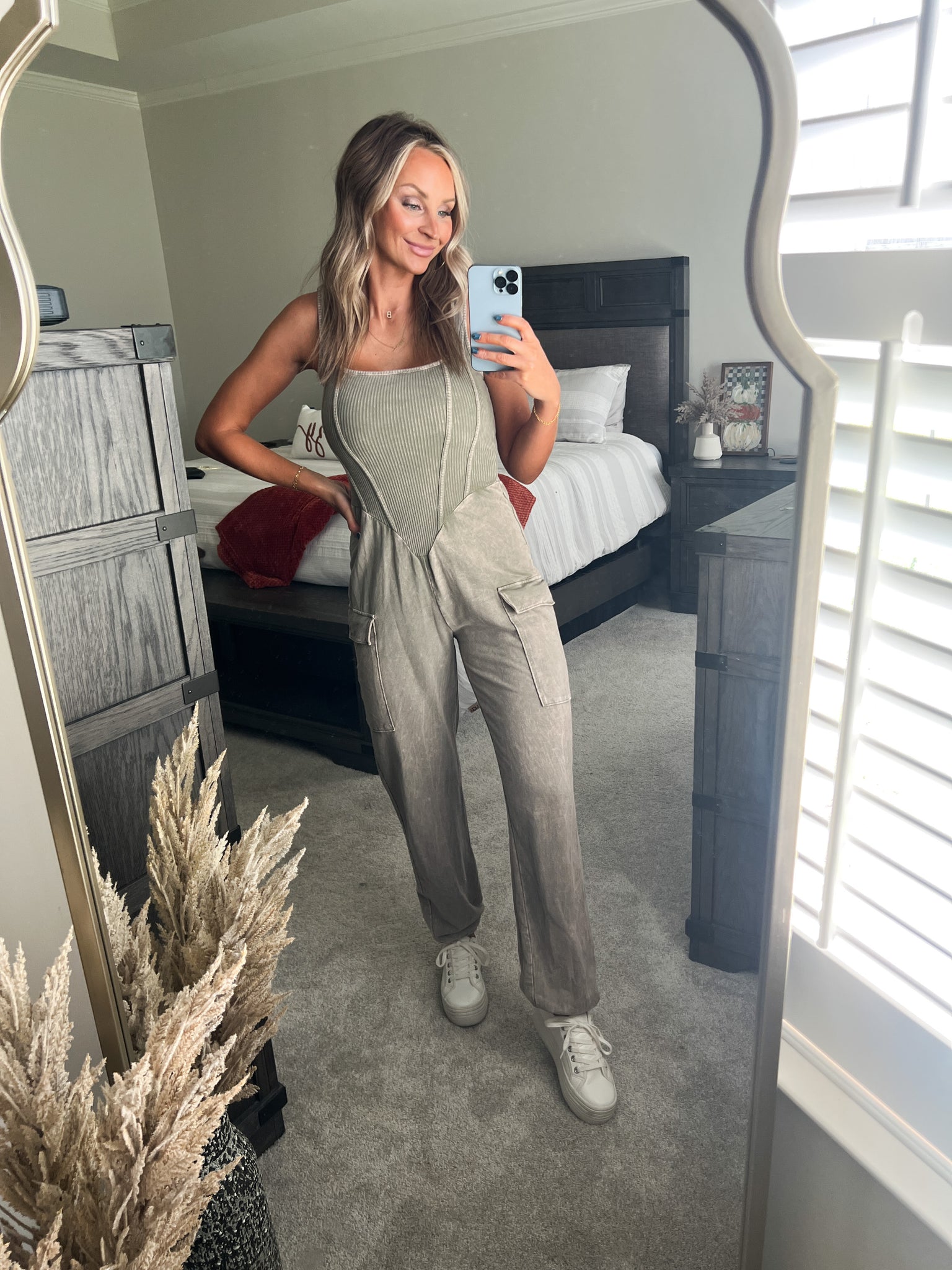 Mineral Wash Jumpsuit// Taupe