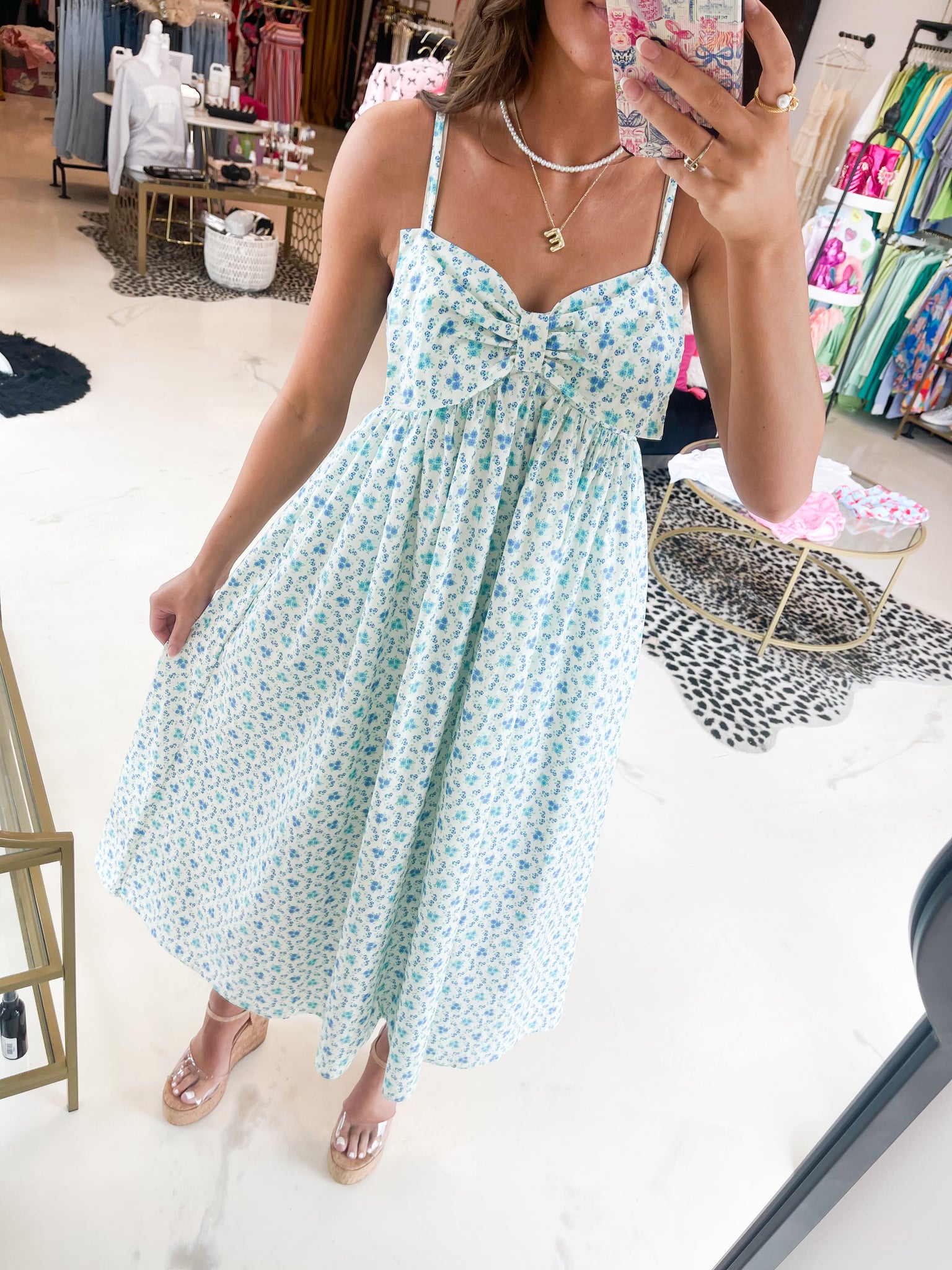 Poplin Floral Bow Tie Dress