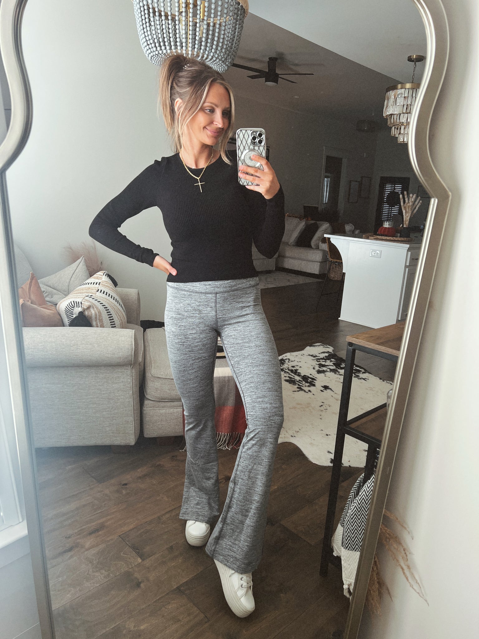 Melange Slit Legging // Gray