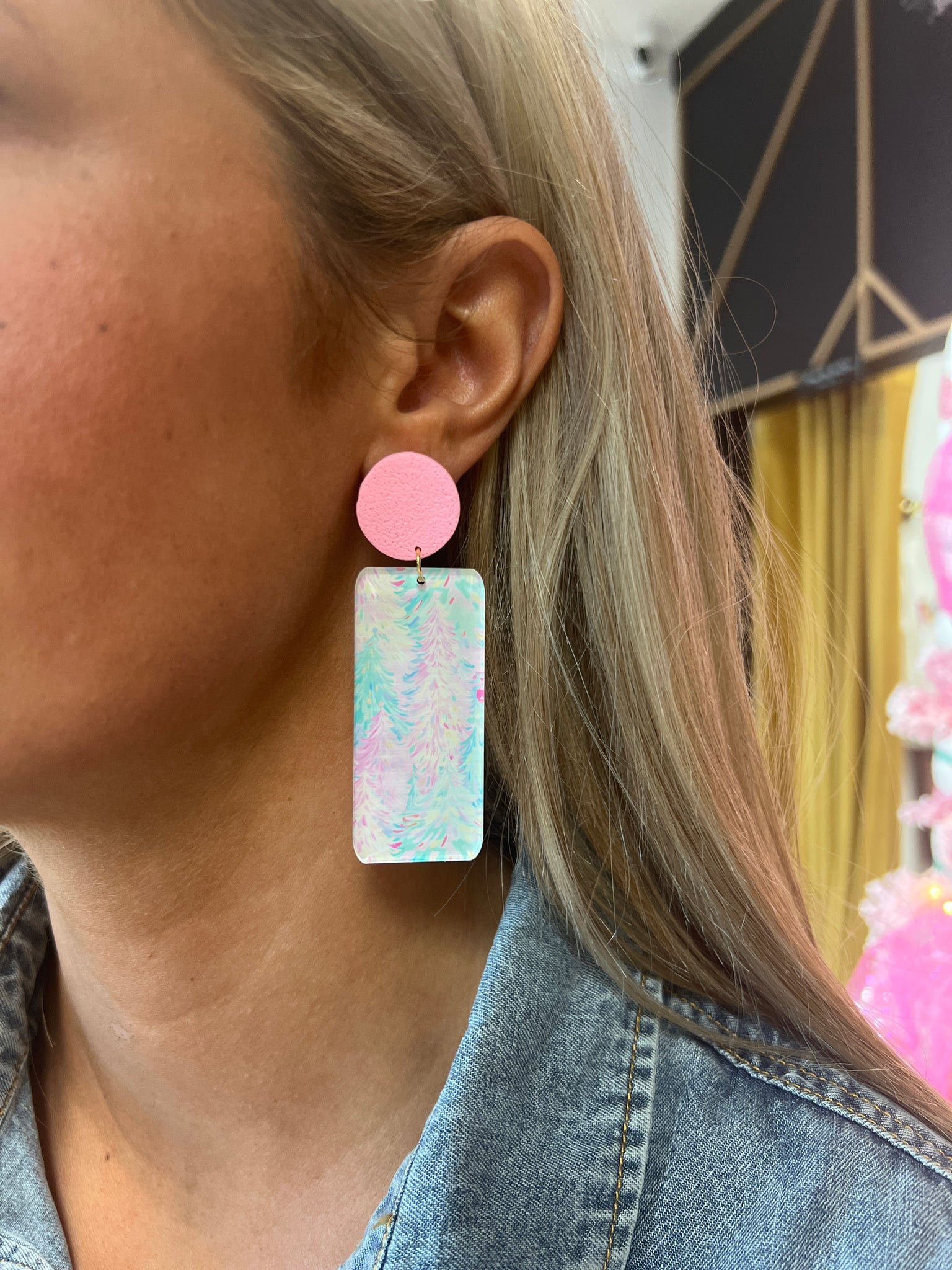 Pastel Tree Farm Earring