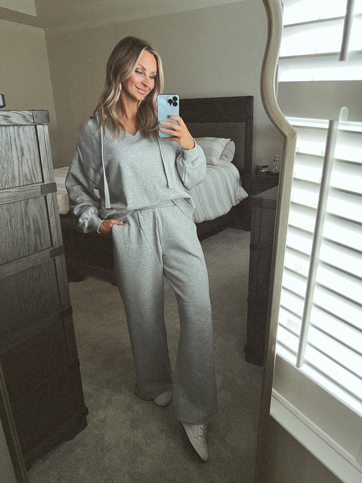 Knit Wide Leg Lounge Pants// Heather Gray