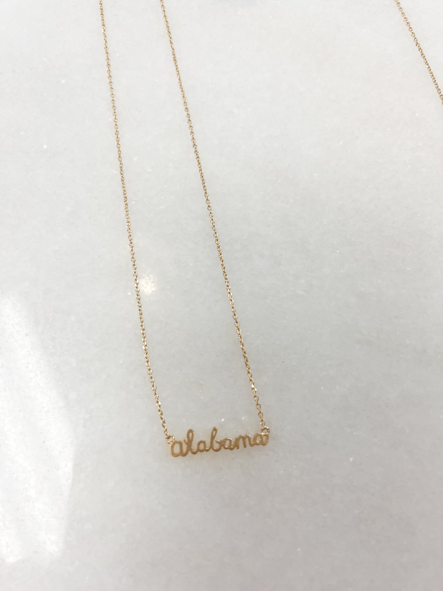 Gold State Name Necklace