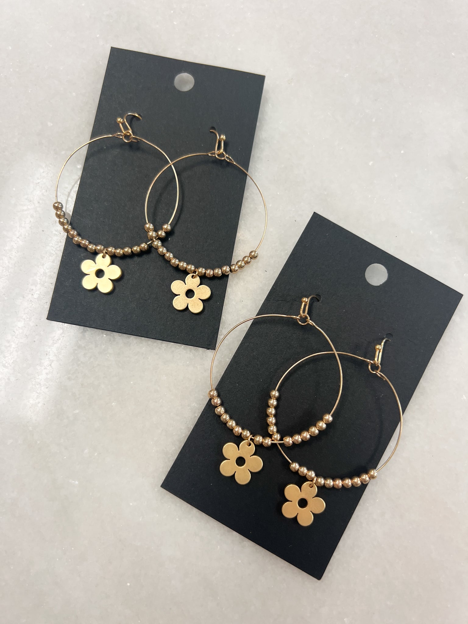 Beaded Daisy Hoop Earring