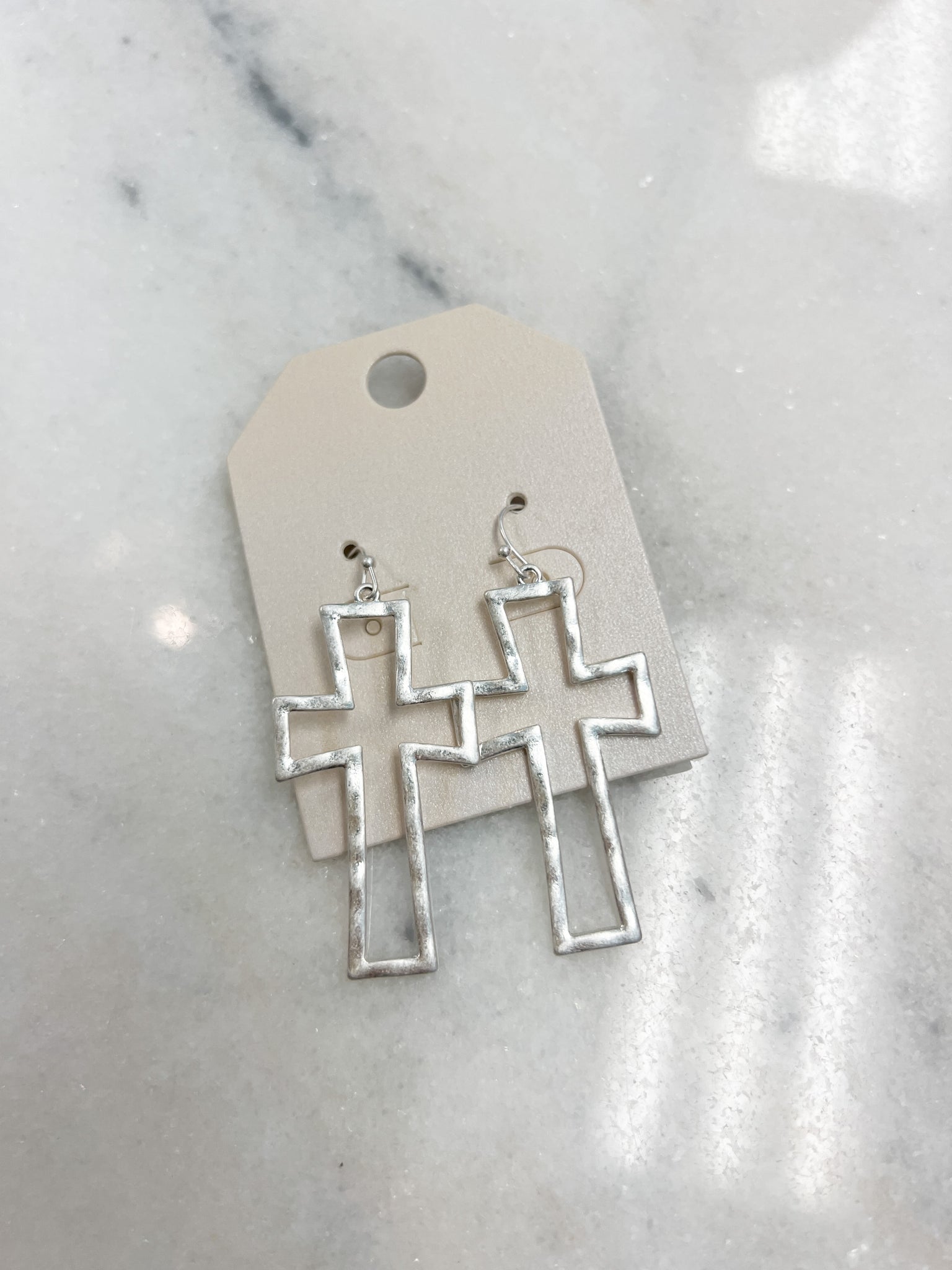 Metal Cross// Worn Silver