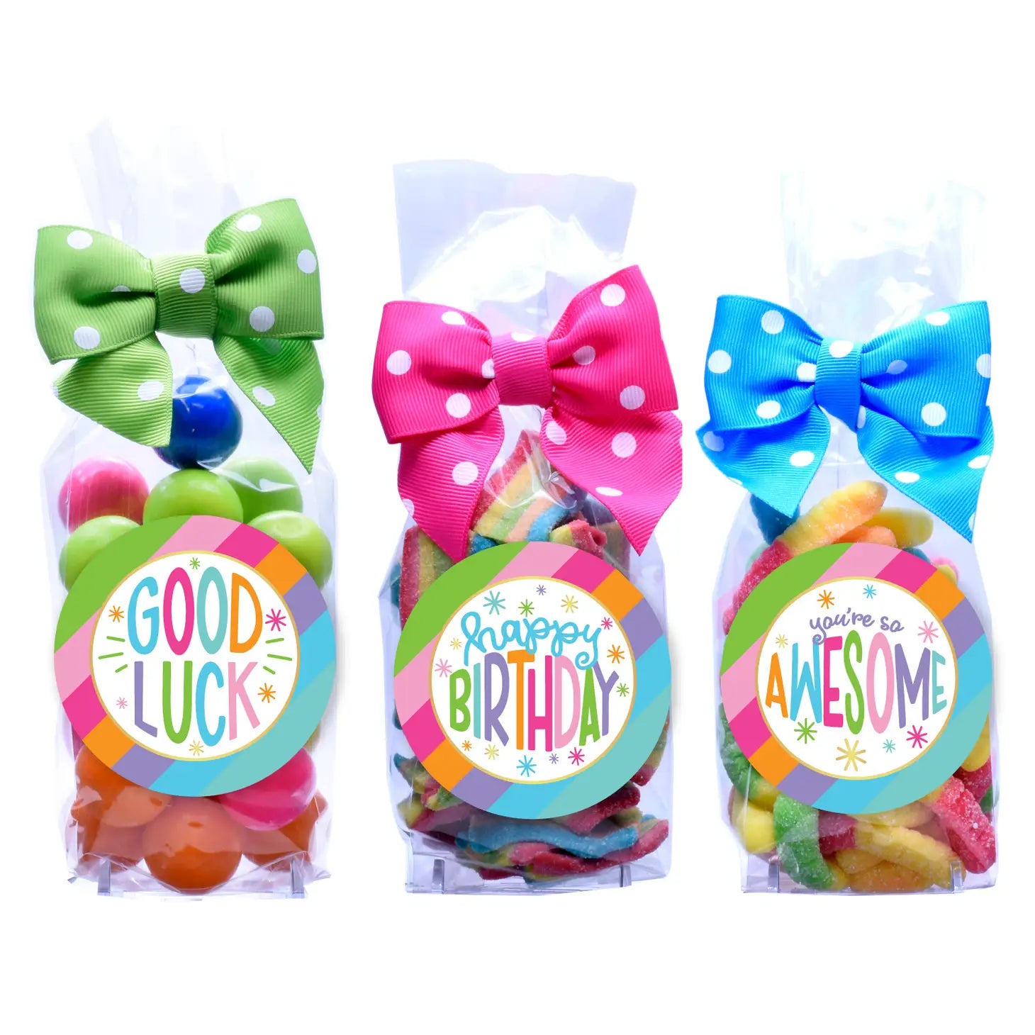 Bright Stripe Assorted Candy Bags