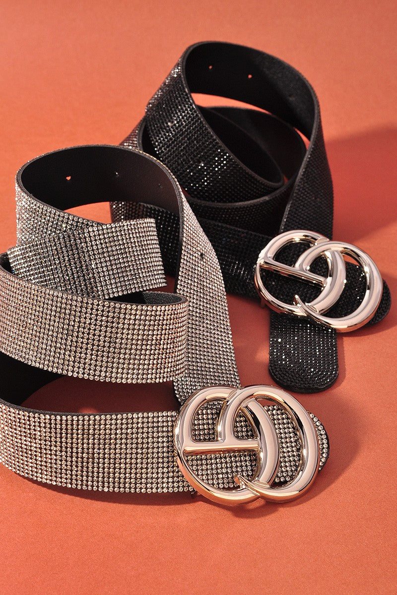 Rhinestone Belts// Black + Clear