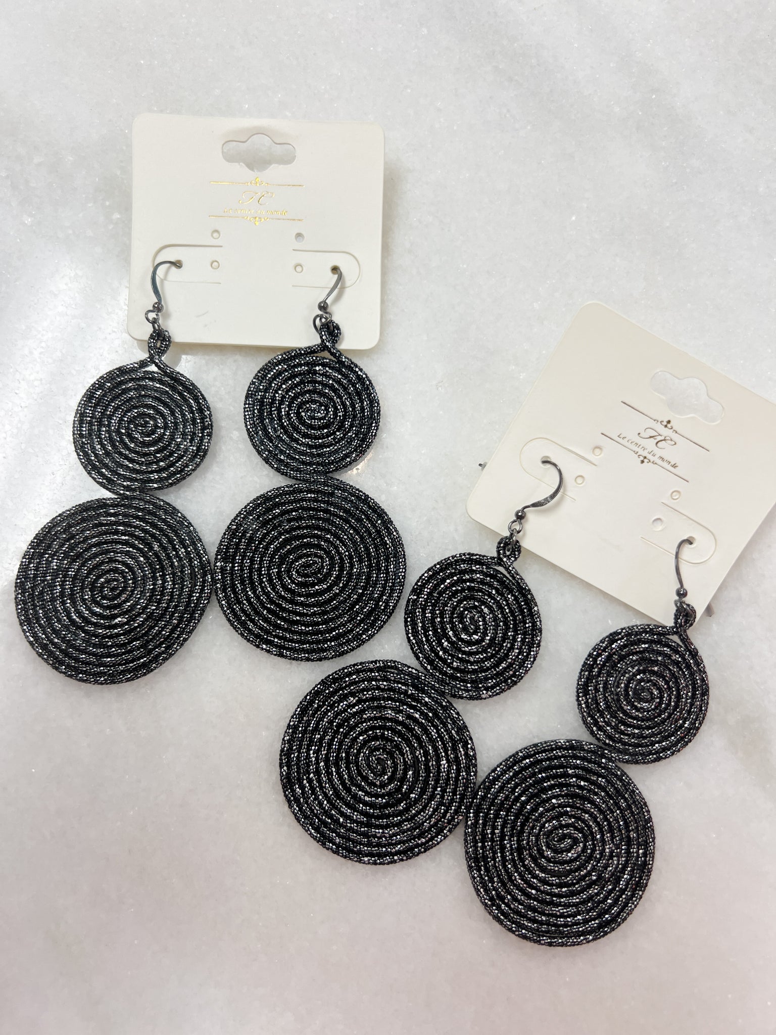 Metallic Disc Earring// Hematite