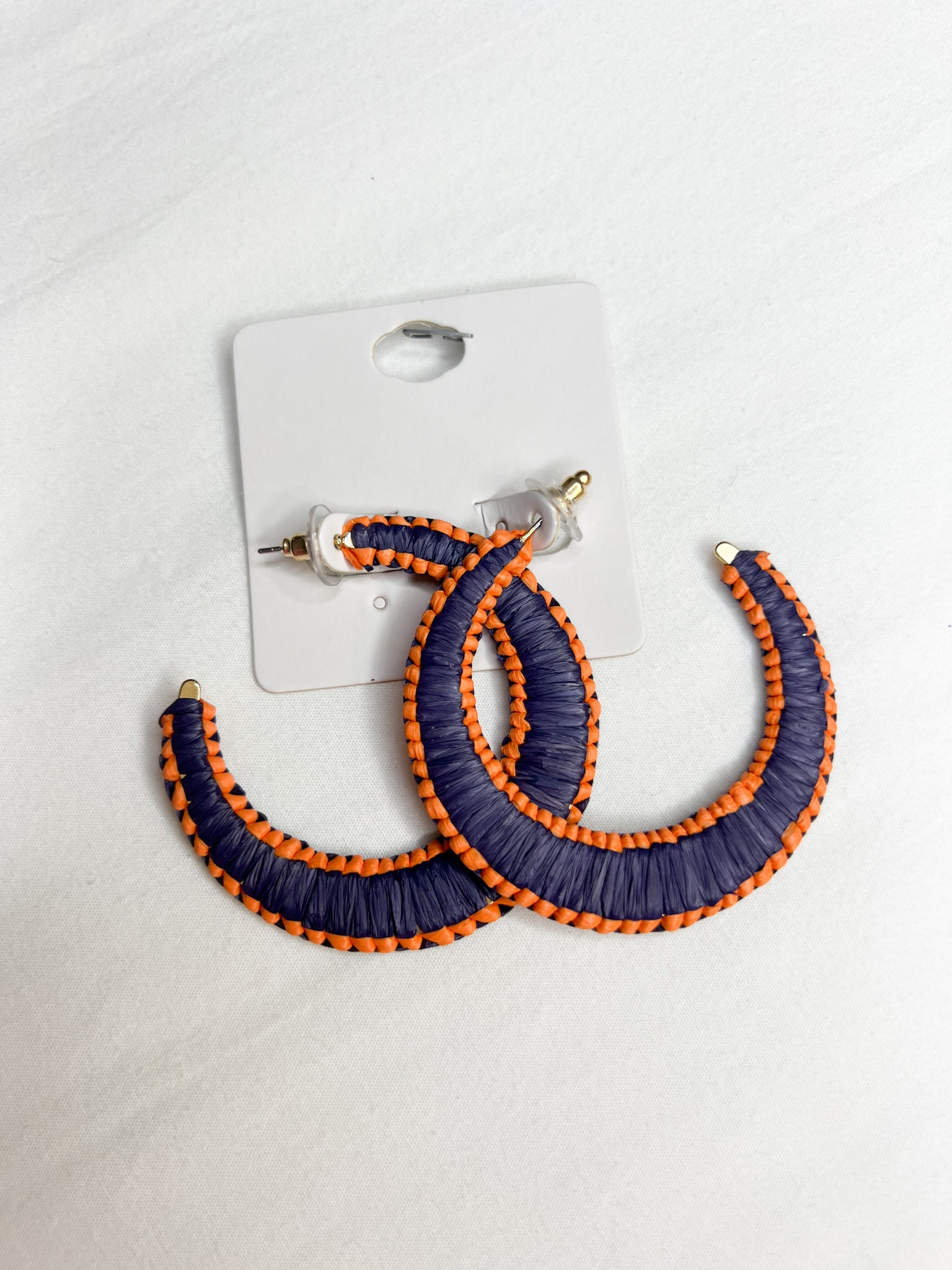 Game Day Raffia Hoops// Navy