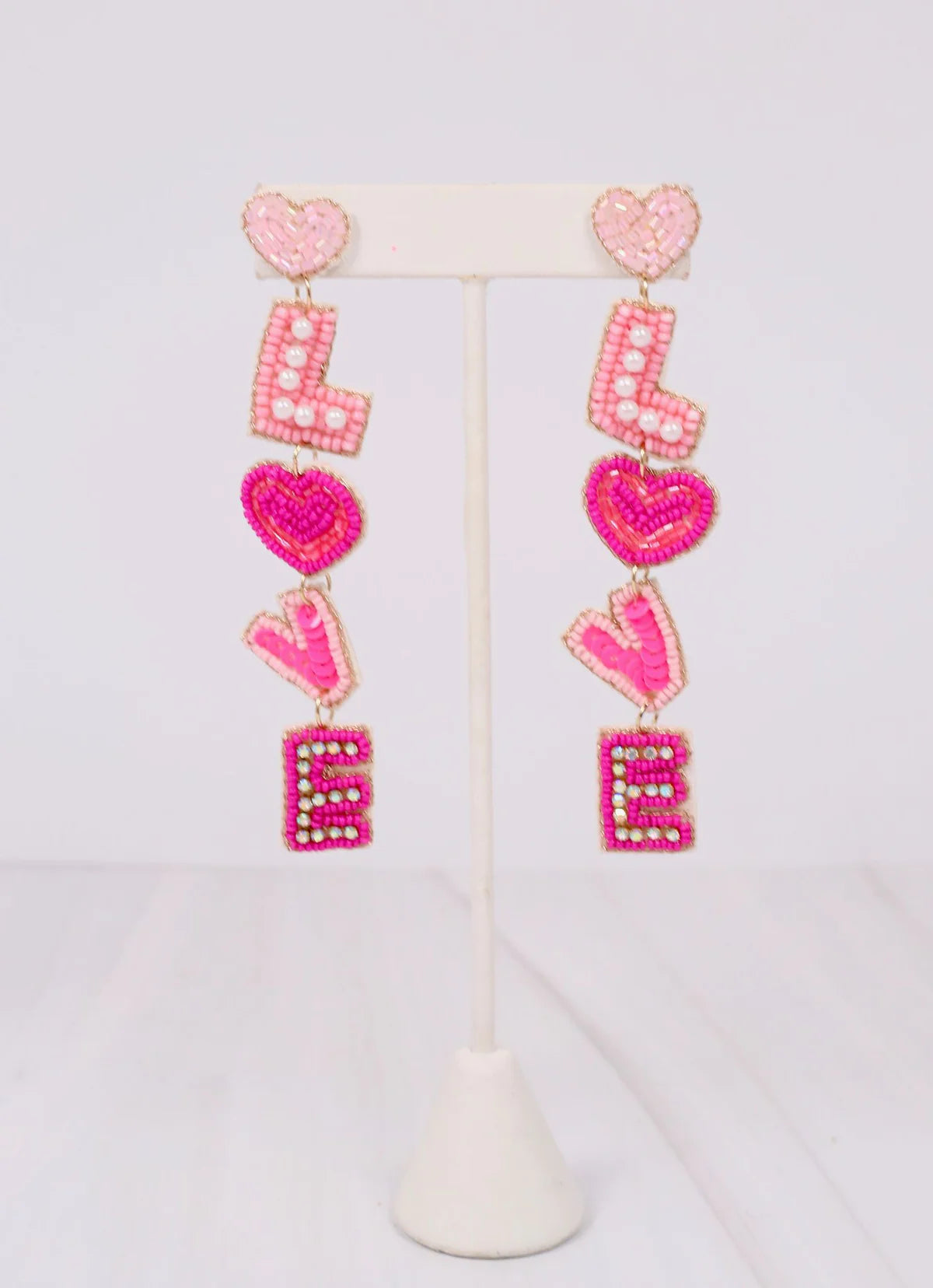 Love Embellished Drop Earring