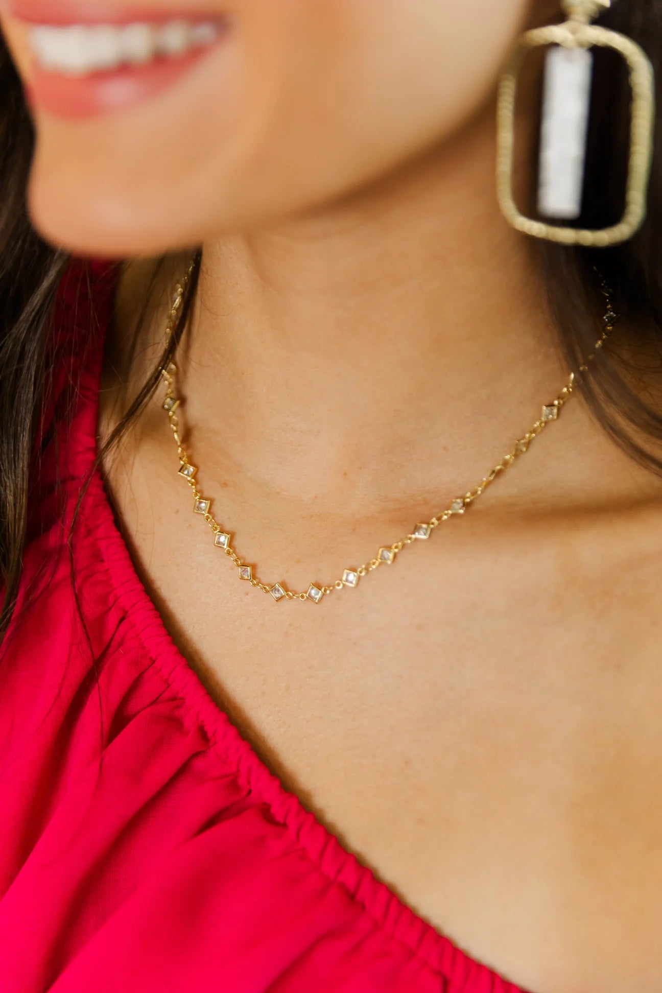 CZ Chain Layering Choker- Small Diamond