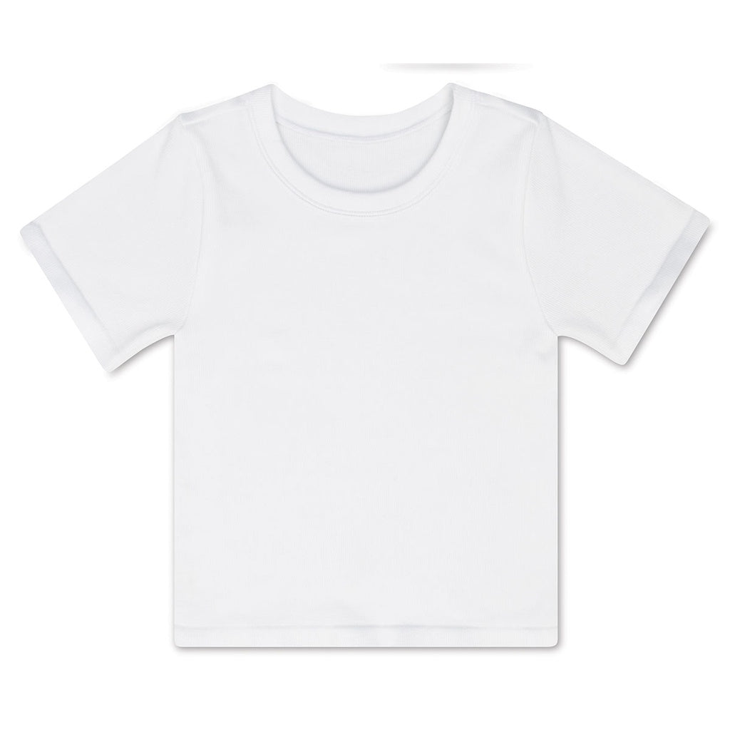 Youth White Ribbed Short Sleeve