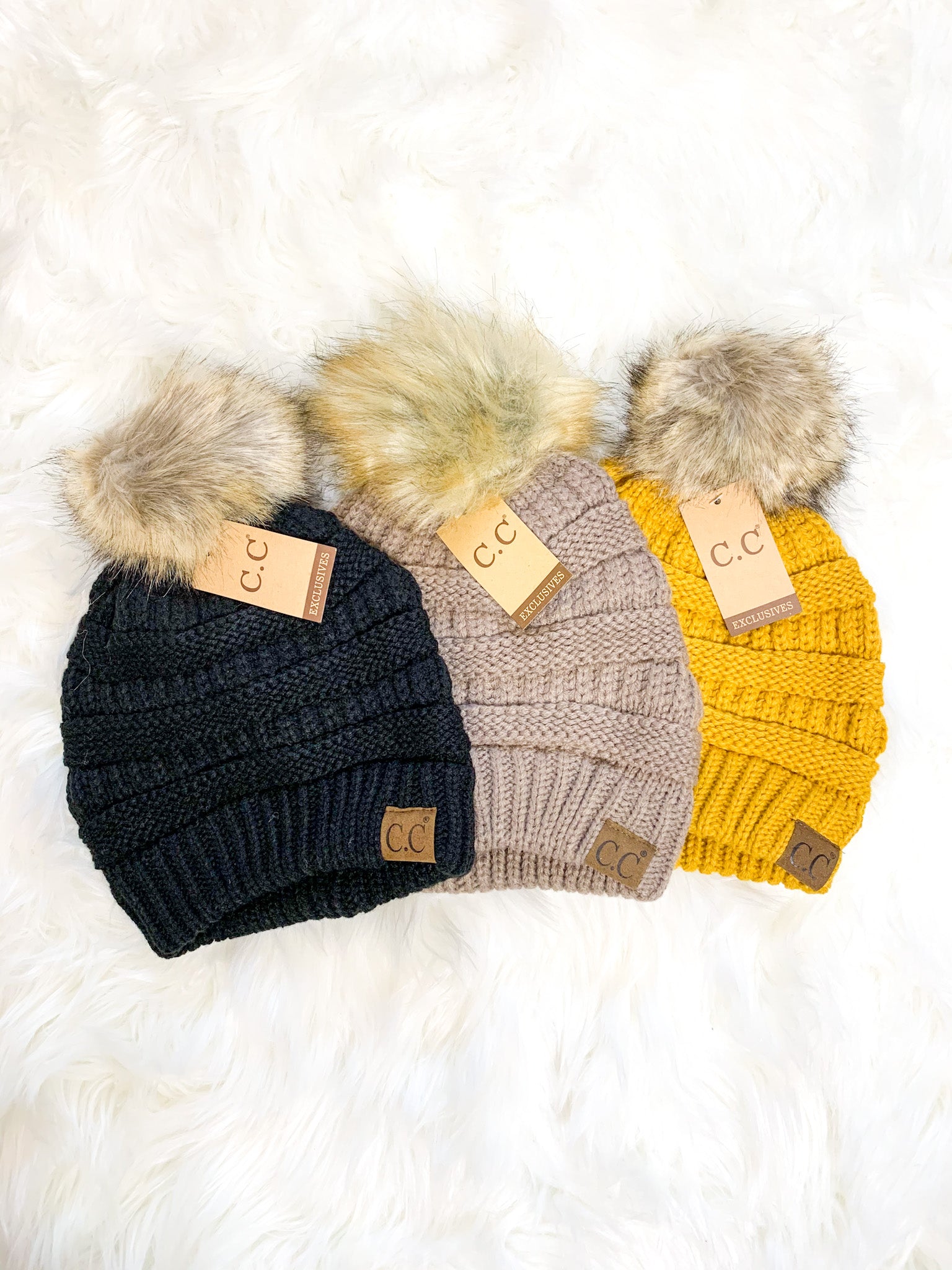 Adult Pom Fur Beanie