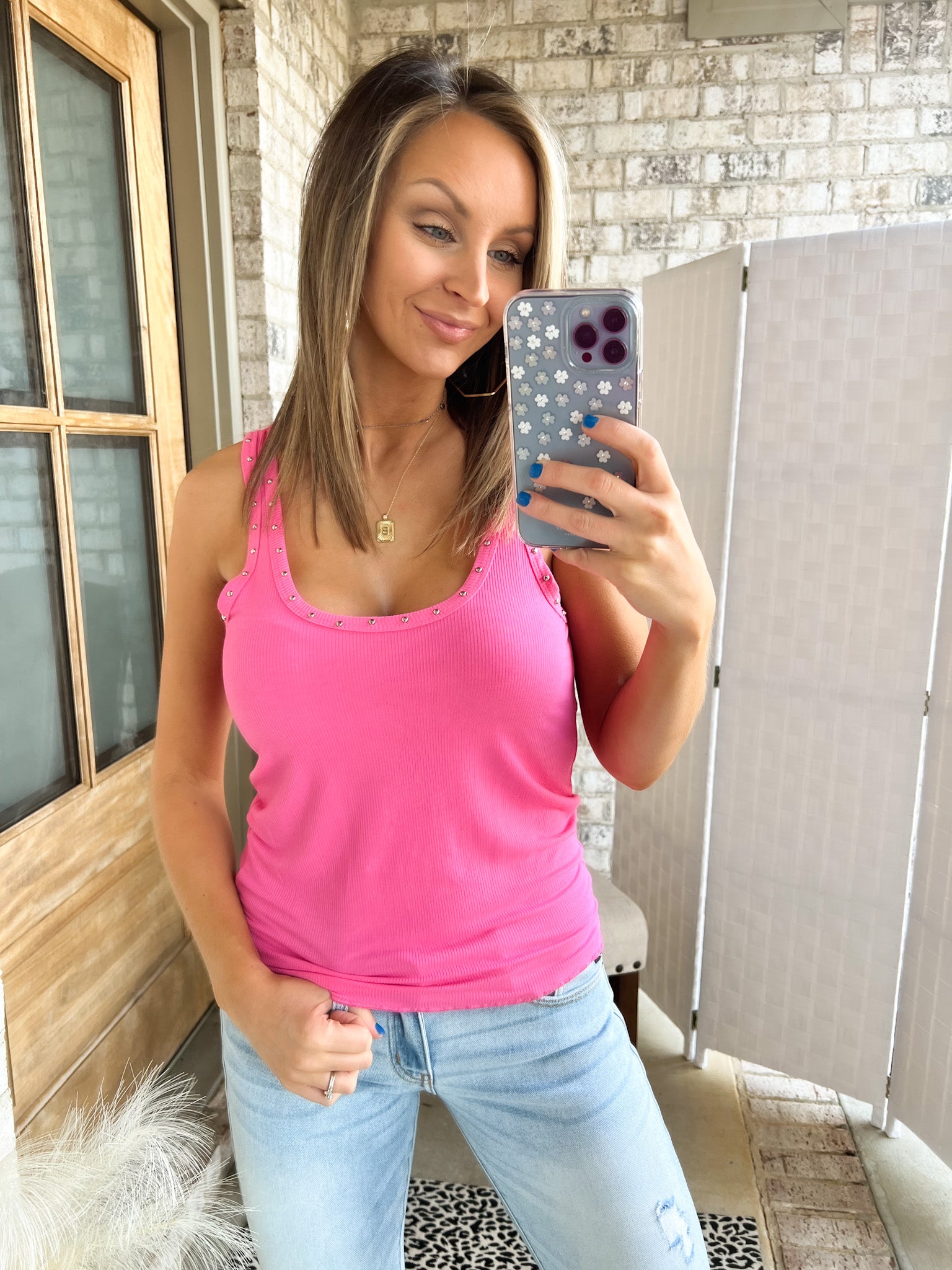 Pink Studded Tank