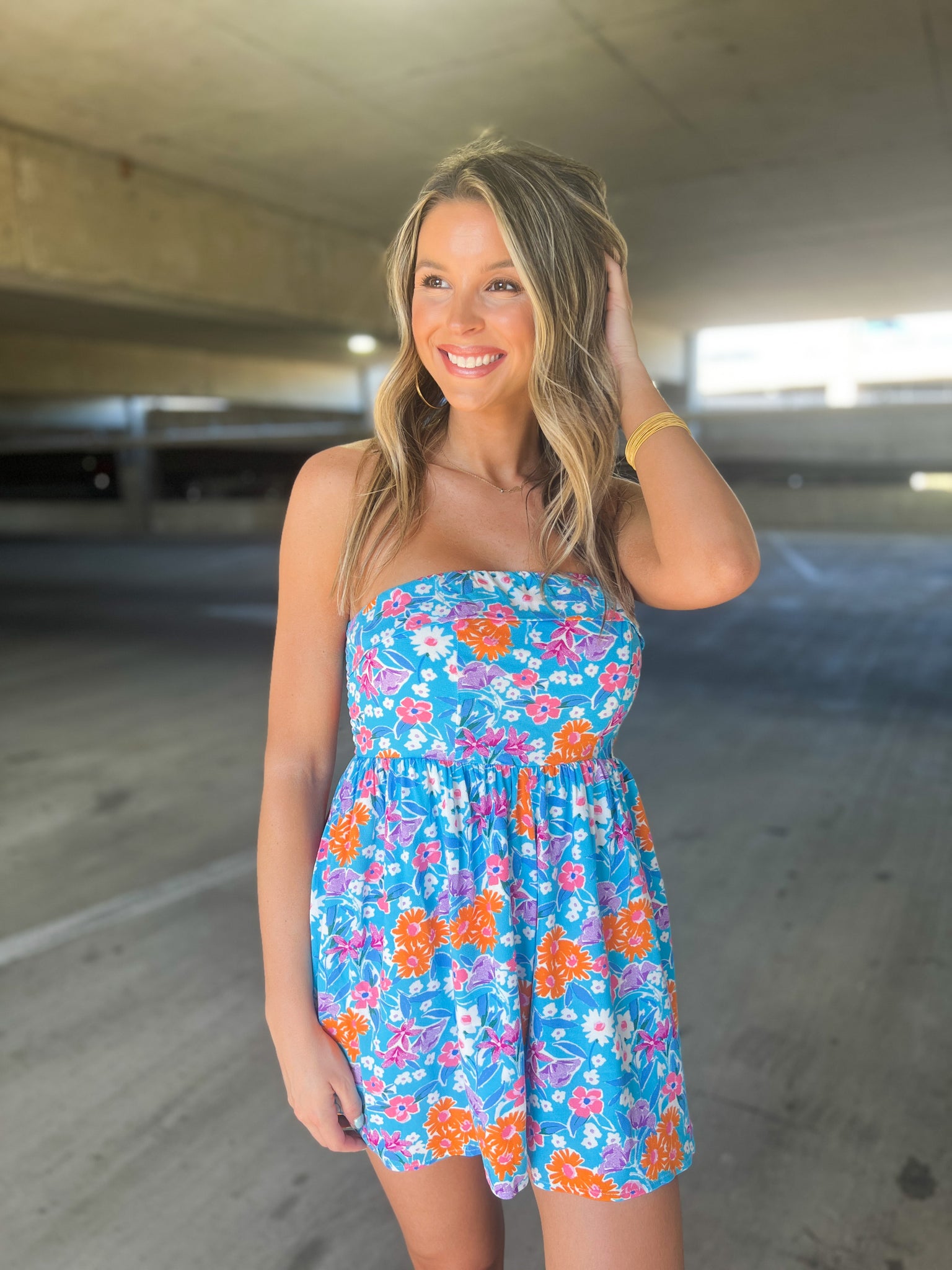 Chemi Colorful Floral Romper // PETITE