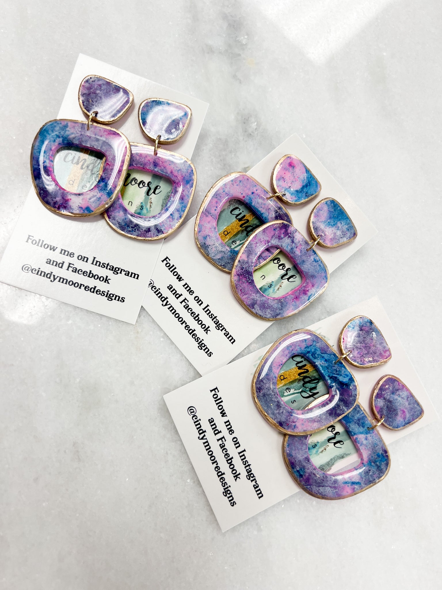 Purple + Blue Watercolor Earring