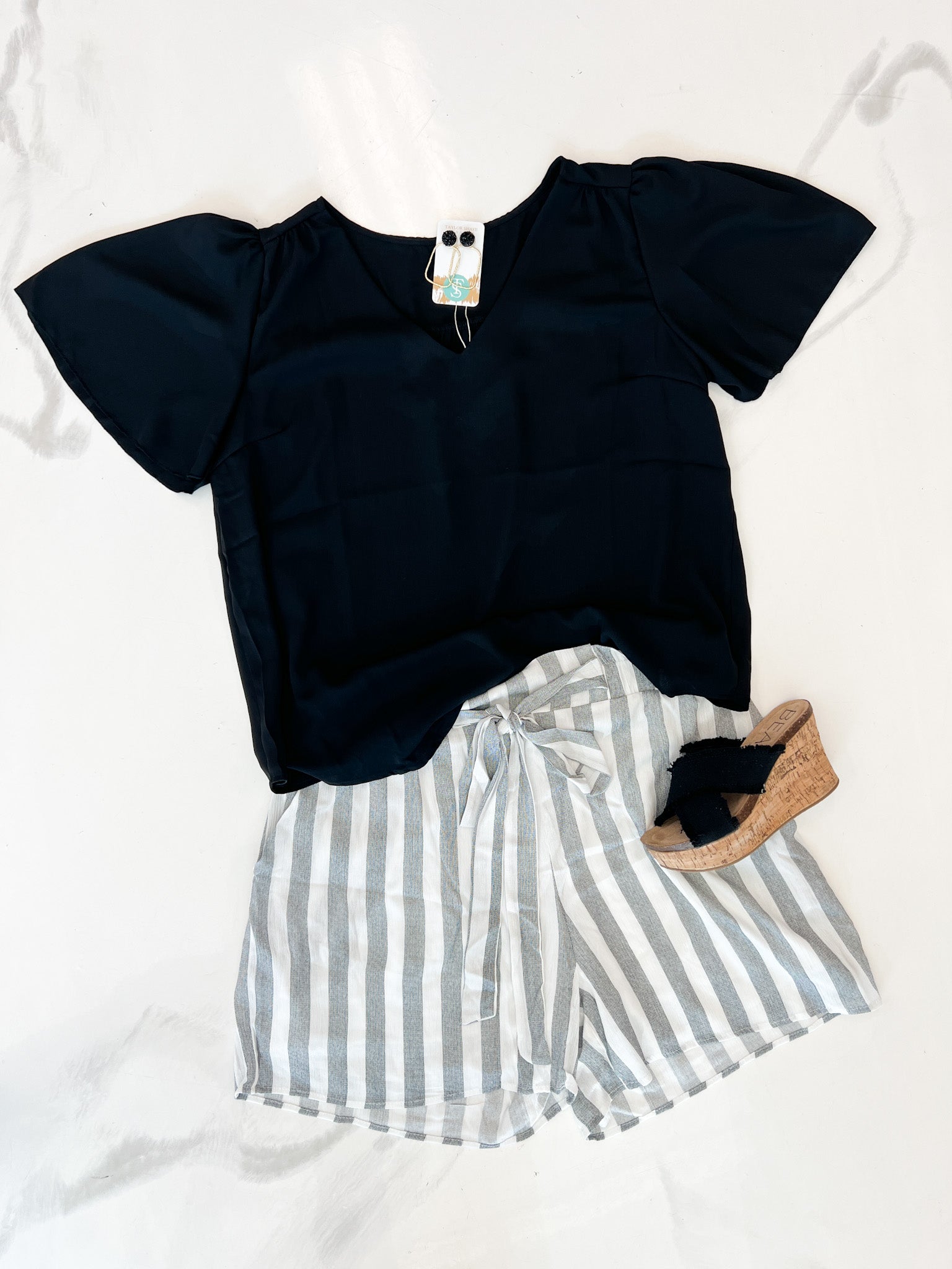 Black + White Stripe Shorts