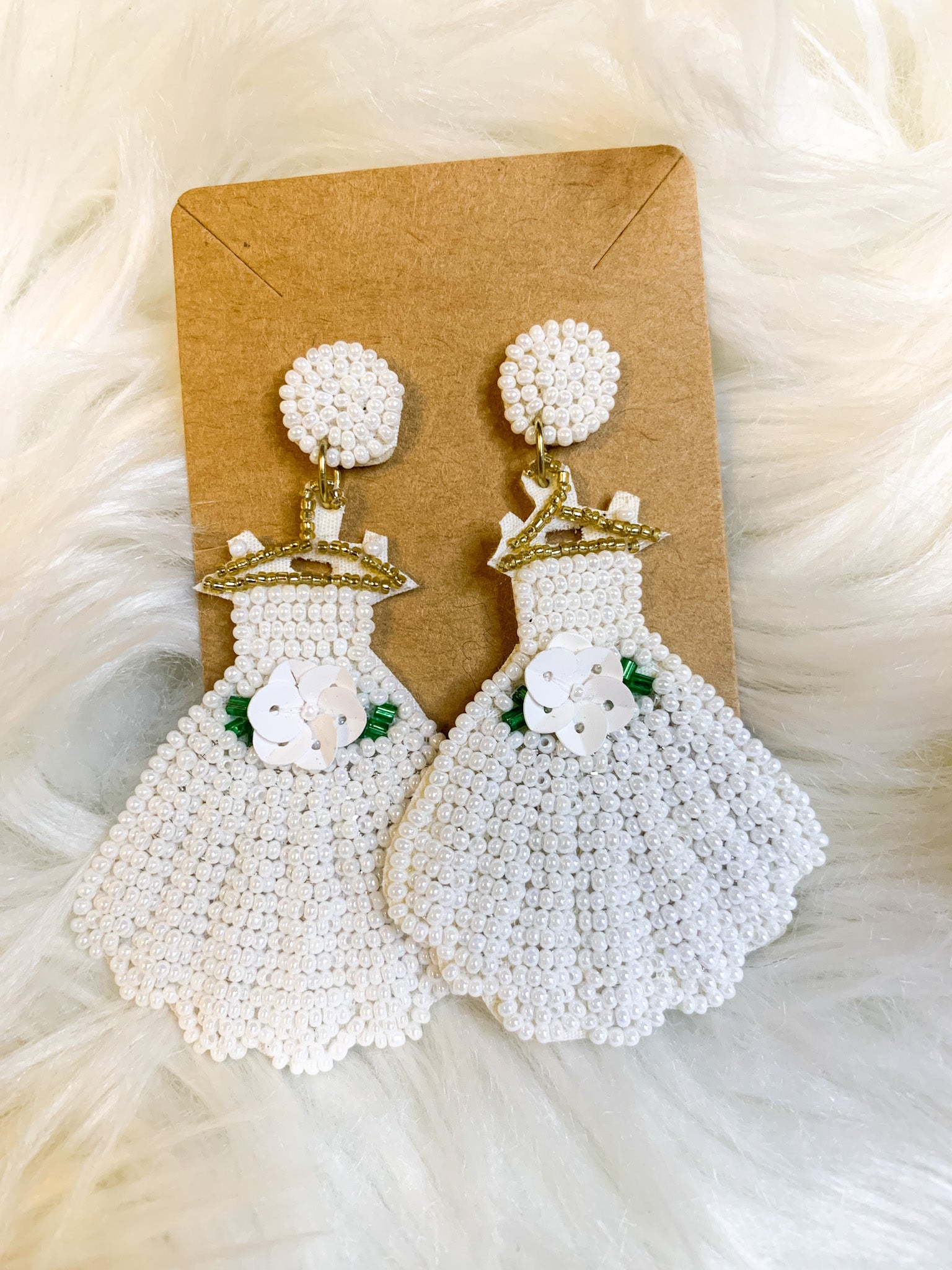 Beaded Wedding Dress Earrings