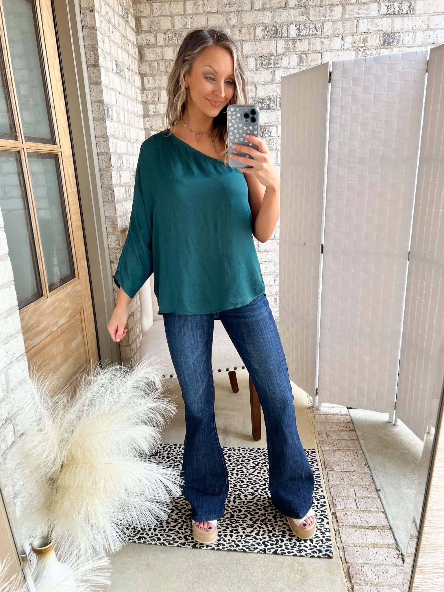 Emerald Satin Top