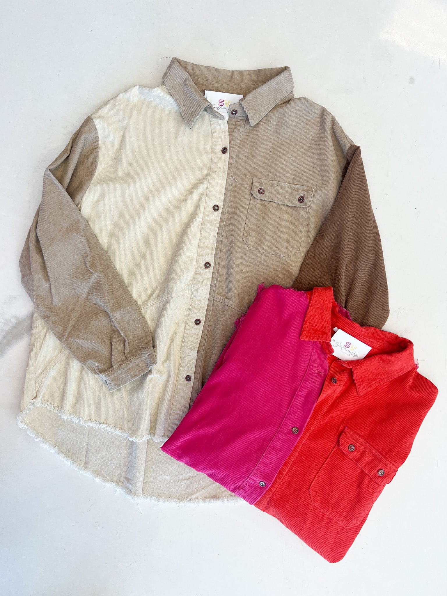 Color Block Corduroy Shackets